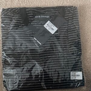 Good Counsel Black Striped Men's Shirt Long Sleeve Henley